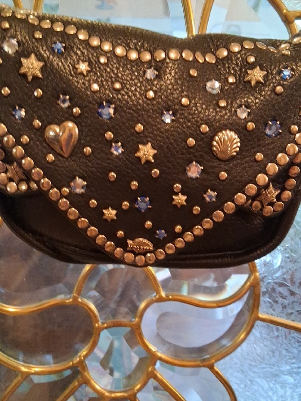 Vintage Black Studded Crossbody Bag - Picture 2 of 6